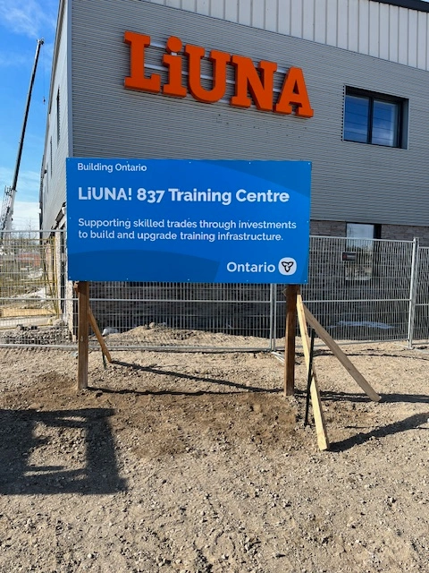 LiUNA 837 Training Centre sign
